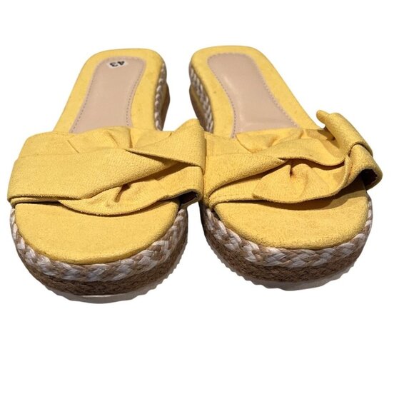 Yellow Bow Knot Slip-On Espadrille Platform Sandals Slippers Women's US 11/ EU 4 - Picture 4 of 11